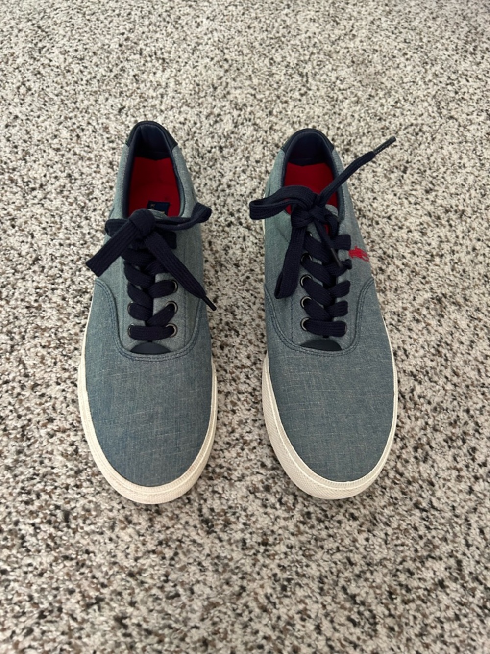 Polo by Ralph Lauren Men’s Navy Canvas Low-Top Sneakers with Red Accent